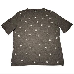 Talbots Gray Short Sleeve Knit Sweater